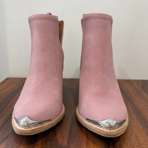 NWB Jeffrey Campbell Cromwell Suede Ankle Boots Pink Size 7 - Picture 3 of 7